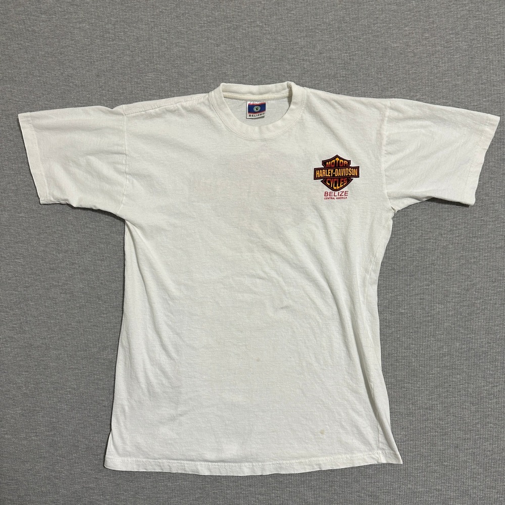 Vintage Harley Davidson Belize Central America‎ White T-Shirt Mens Medium